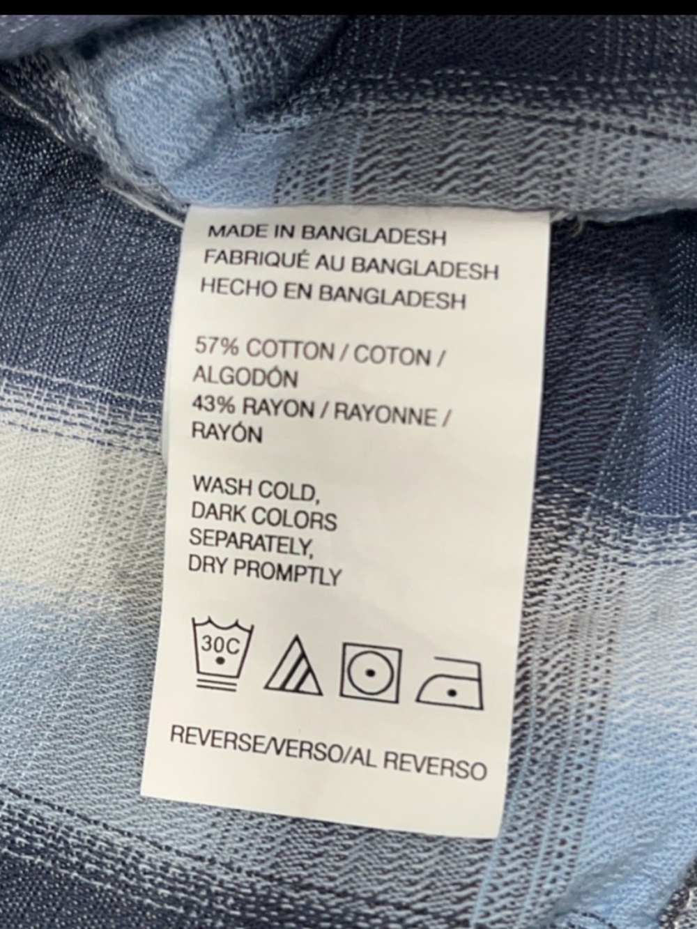 Van Heusen Light Blue and White Plaid Button-Down Shirt 4XL - Picture 7 of 8